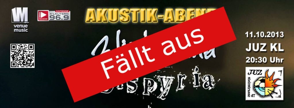 Banner: Akustik-Abend mit Winterland und Dispyria faellt aus