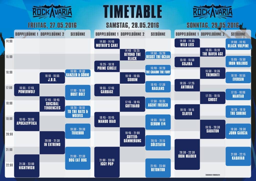 Rockavaria-Zeitplan
