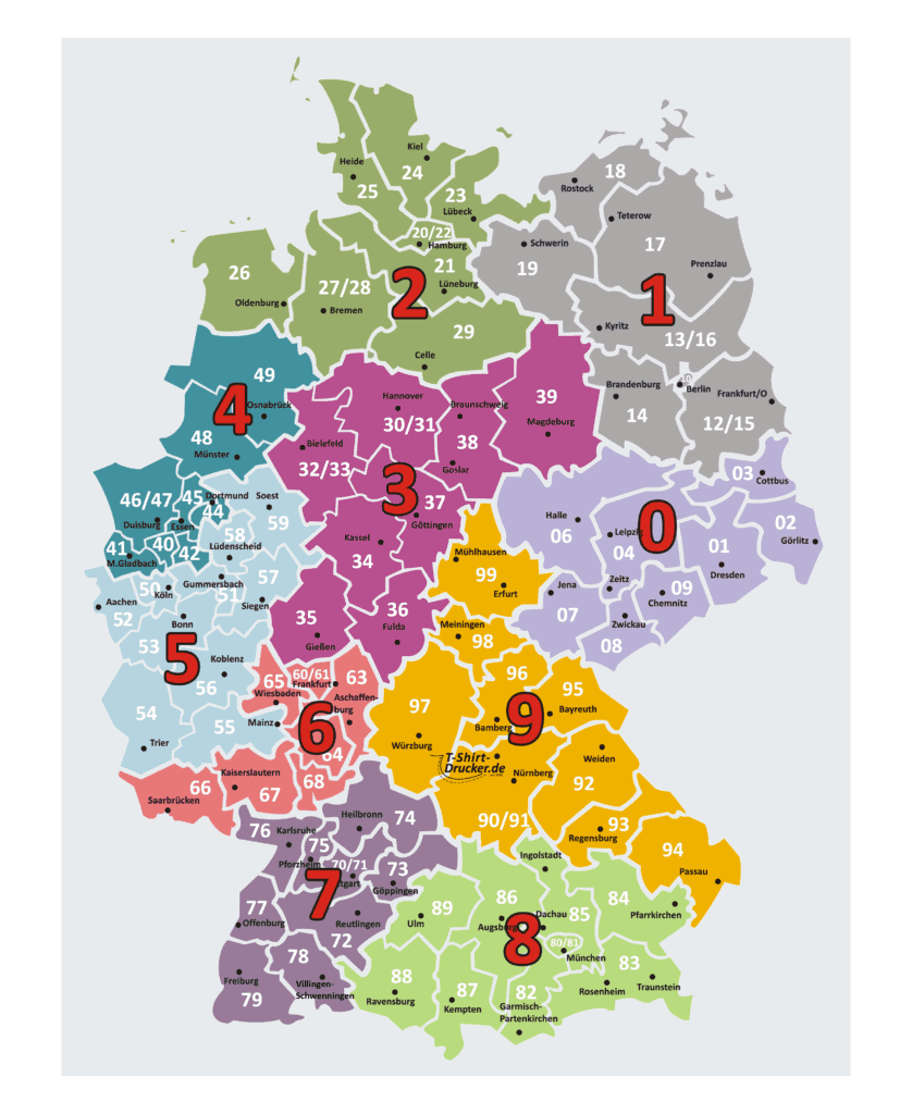 Postleitzahlen - Ăbersicht Deutschland