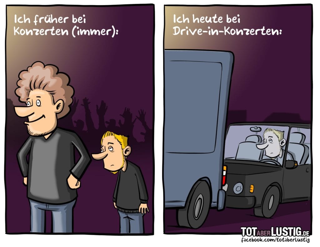 Cartoon: Nachteile von Drive-In-Konzerten